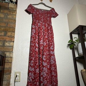 Patrons of Peace Red and White Floral Wide Leg Jumpsuit